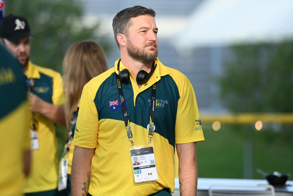 Steve Richards Invictus Games alumni prepares for the opening ceremony of the Invictus Games Dusseldorf 2023 