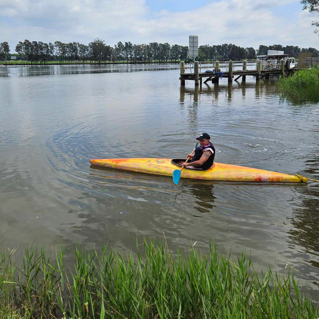 Pauly enjoys a canoe session 